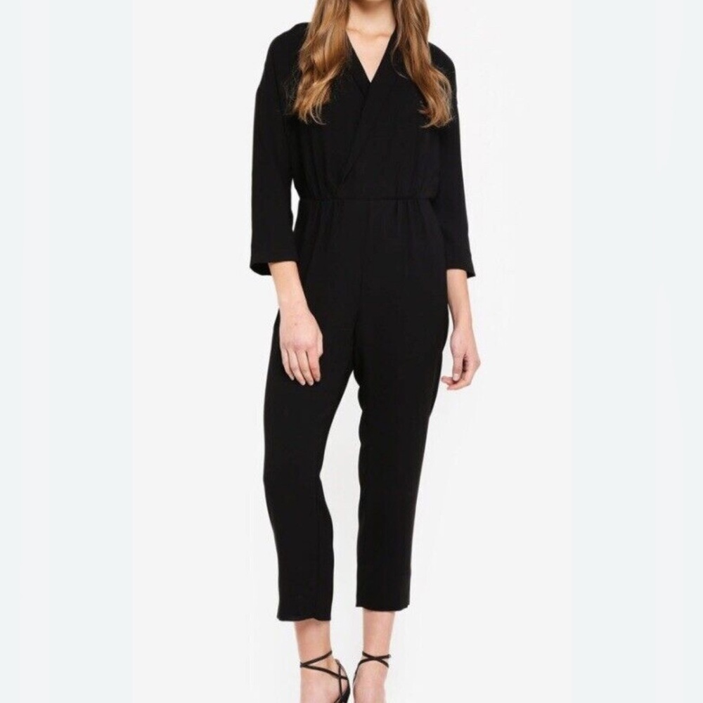 J. Crew Gyro Faux Wrap Black Jumpsuit Size 4